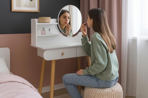 CHOMIK Sto za šminkanje sa ogledalom, bela PHO7872