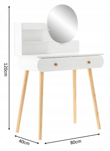 CHOMIK Sto za šminkanje sa ogledalom, bela PHO7872