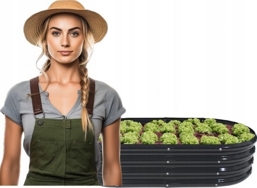 CHOMIK Baštenska žardjinjera za povrće i cveće 180 x 90 x 30 cm, ovalna, antracit ZAK8434