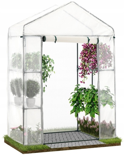 CHOMIK BaštenskI plastenik sa policama, belI, 140 x 73 x 200 cm, 4 police TUN5484