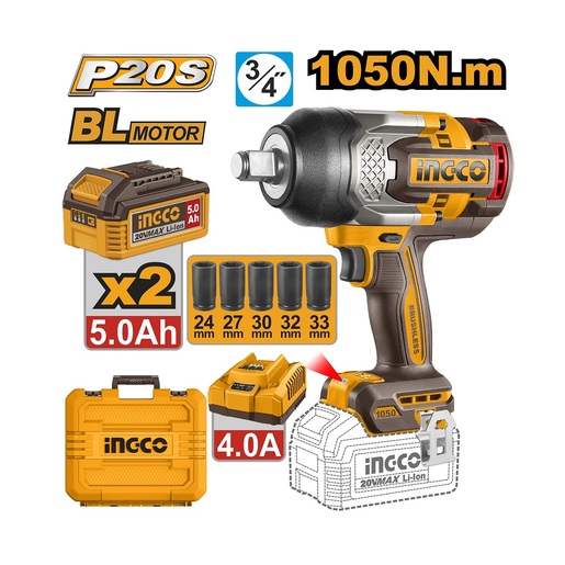 INGCO aku udarni odvijač 3/4" 1050NM CIWLI20105E