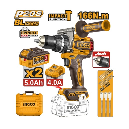 INGCO aku udarna bušilica 166NM 2x5AH CIDLI201668E