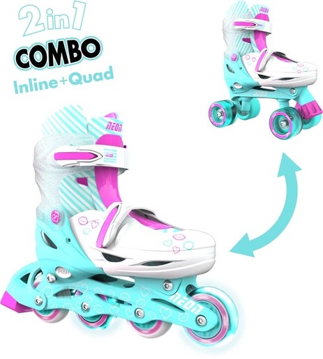 Yvolution Neon combo roleri (veličina 30-33) teal pink