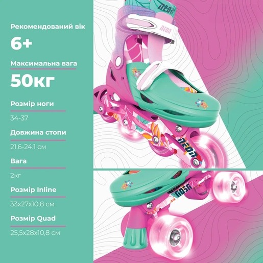 Yvolution Neon combo roleri (veličina 34-37) floral