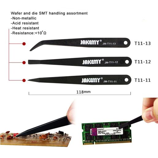 JAKEMY JM-T11 3in1 set plasticnih pinceta