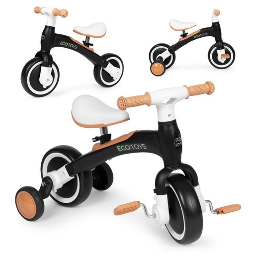ECO TOYS balans bicikl sa pedalama i pomoćnim točkovima 3u1 black LC-V1359 BLACK