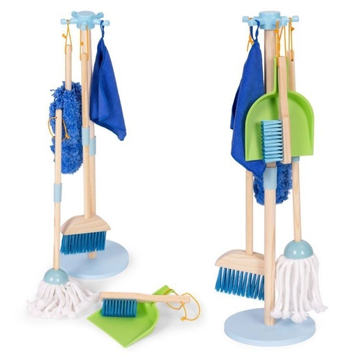 ECO TOYS Drveni set za čišćenje za decu – metla, mop i đubrovnik, 7 delova – ECOTOYS TL844009