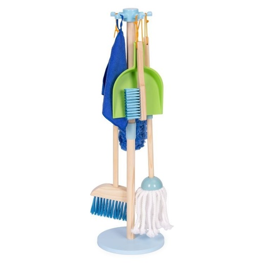 ECO TOYS Drveni set za čišćenje za decu – metla, mop i đubrovnik, 7 delova – ECOTOYS TL844009