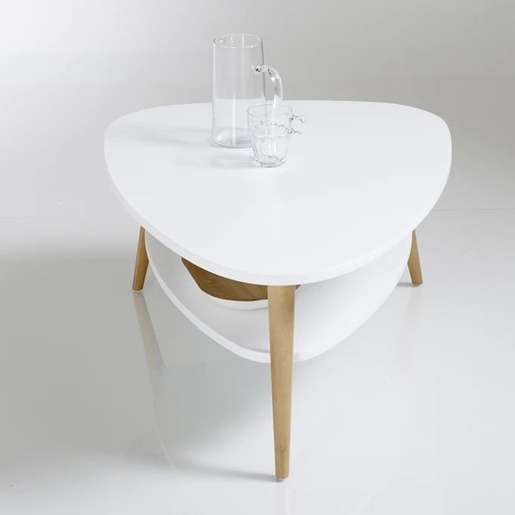 ModernHome Moderan stočić za kafu sa policom, drvene noge, beo, ModernHome FH-CT0211