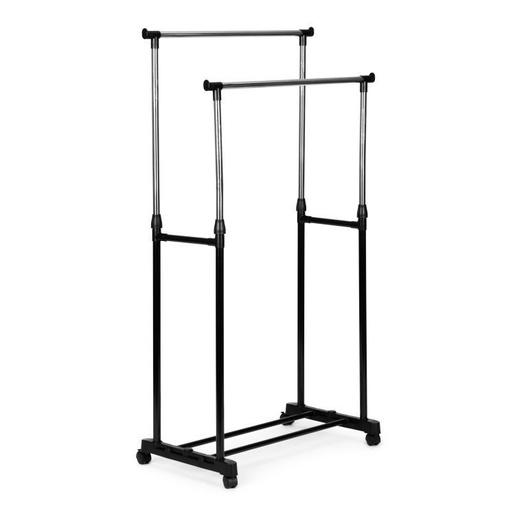 ModernHome Univerzalni dvostruki stalak za odeću sa podesivom visinom, točkićima i 2 šine, ModernHome GH-205-BC