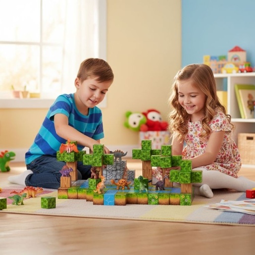 ECO TOYS Set magnetnih kocki za decu – 142 dela, kocke i dinosaurisi HC713651
