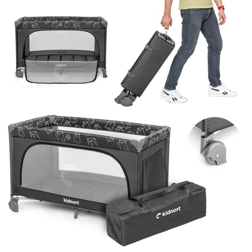 Kidnort Grotta prenosivi krevetac dark grey mélange KNLOZ000002