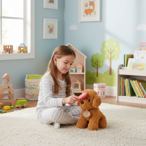 ECO TOYS Plišana igračka za decu, štene Brown Poodle, torba + četka za negu HC750227