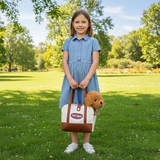 ECO TOYS Plišana igračka za decu, štene Brown Poodle, torba + četka za negu HC750227