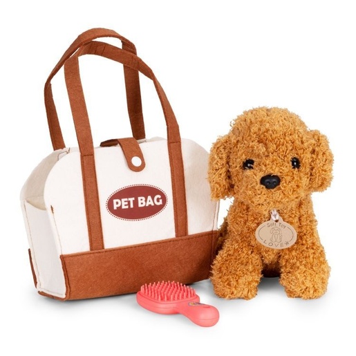 ECO TOYS Plišana igračka za decu, štene Brown Poodle, torba + četka za negu HC750227