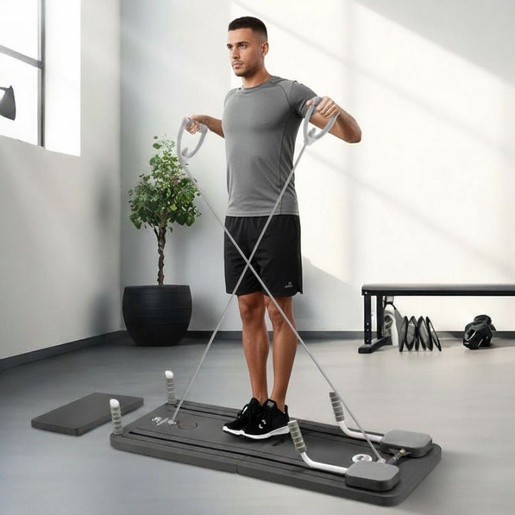ModernHome Višenamenska pilates reformer daska, sklopiva, sa LCD ekranom i ekspanzerima GB-PL-01