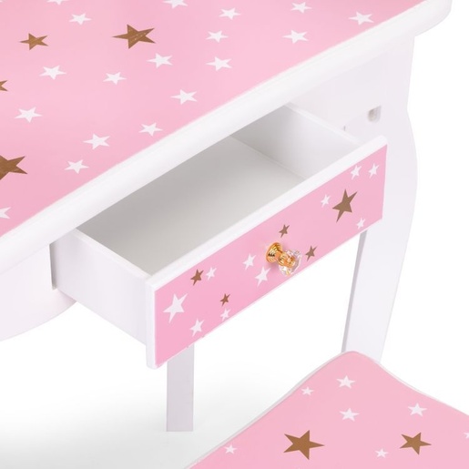 ECO TOYS Veliki dečiji toaletni sto za devojčice sa trostrukim ogledalom, stolicom i fiokom, ECOTOYS W08H094