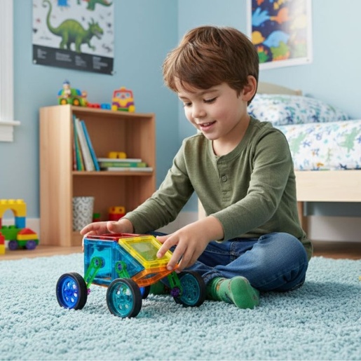 ECO TOYS Set magnetnih kocki za decu – kuća i auto, 48 delova HC397265