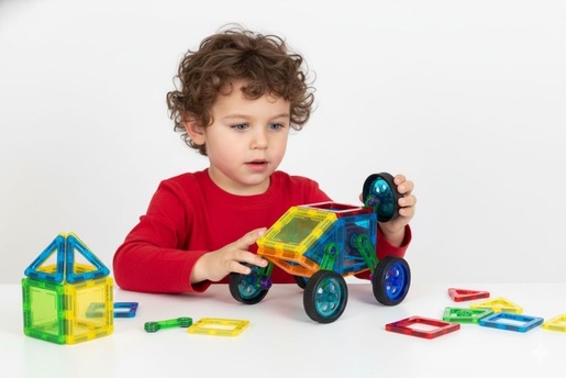 ECO TOYS Set magnetnih kocki za decu – kuća i auto, 48 delova HC397265