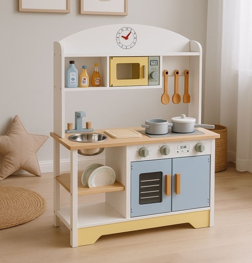 ECO TOYS Dečija kuhinja – Rerna, mašina za pranje veša, mikrotalasna i 12 dodataka – TL103013