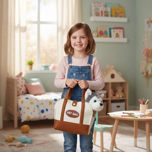 ECO TOYS Plišana igračka za decu, štene Husky, torba + četka za negu HC750229