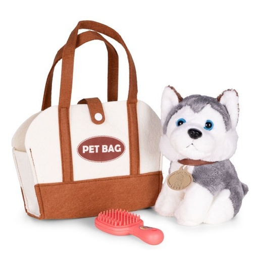 ECO TOYS Plišana igračka za decu, štene Husky, torba + četka za negu HC750229