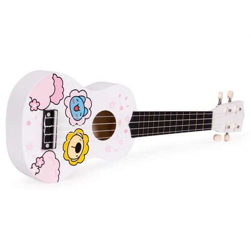 ECO TOYS Ukulele drvena gitara za decu sa 4 najlonske žice i trzalicom bela– MF019G