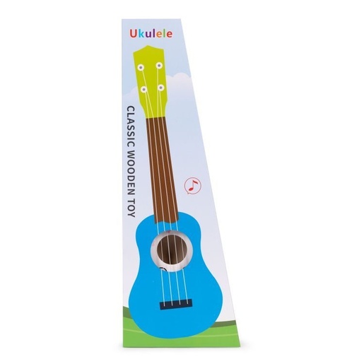 ECO TOYS Ukulele drvena gitara za decu sa 4 najlonske žice i trzalicom bela– MF019G