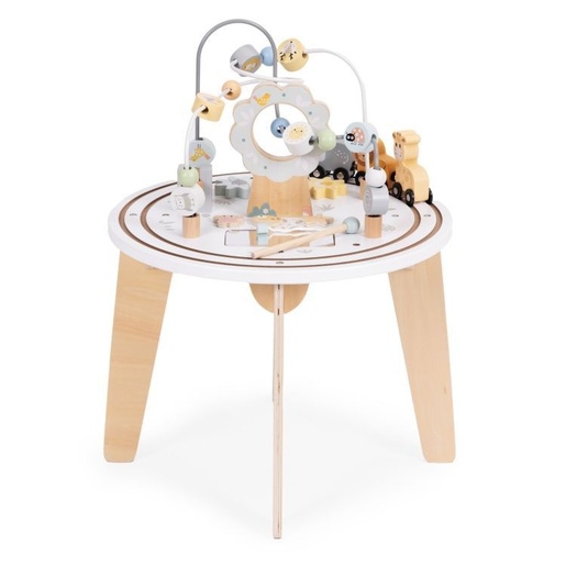 ECO TOYS Drveni 5u1 edukativni interaktivni sto za decu – lavirint, perlice na žici (rolerkoster), vozić, ogledalo, ECOTOYS W12D626