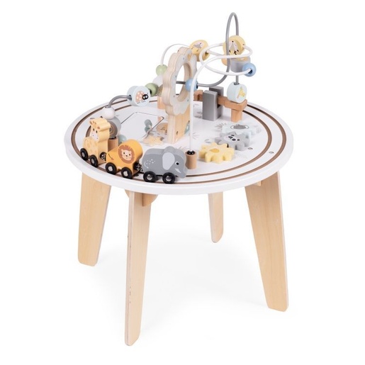 ECO TOYS Drveni 5u1 edukativni interaktivni sto za decu – lavirint, perlice na žici (rolerkoster), vozić, ogledalo, ECOTOYS W12D626