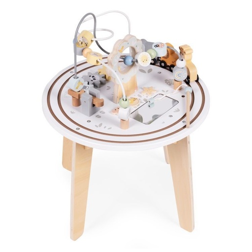 ECO TOYS Drveni 5u1 edukativni interaktivni sto za decu – lavirint, perlice na žici (rolerkoster), vozić, ogledalo, ECOTOYS W12D626