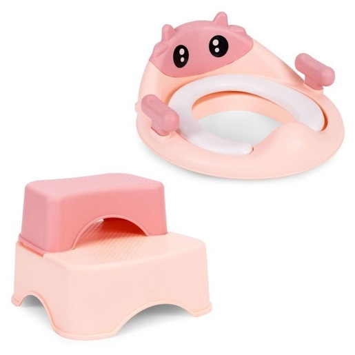 ECO TOYS Adapter za WC šolju sa stepenicama i platformom za decu, roze, ECOTOYS HA-P17-18-PK