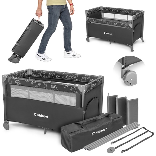 Kidnort Naste prenosivi krevetac dark grey mélange KNLOZ000006