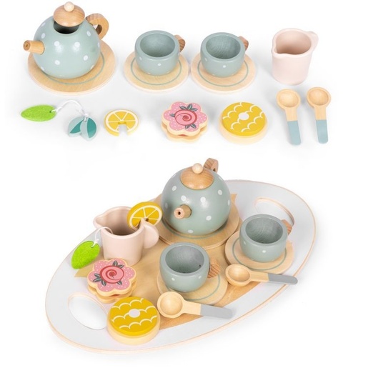 ECO TOYS Drveni set za čaj – čajnik, šoljice, 14 delova – ECOTOYS TL643007