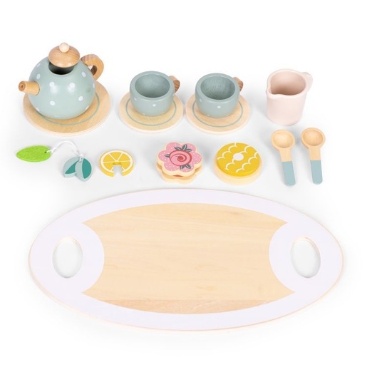 ECO TOYS Drveni set za čaj – čajnik, šoljice, 14 delova – ECOTOYS TL643007