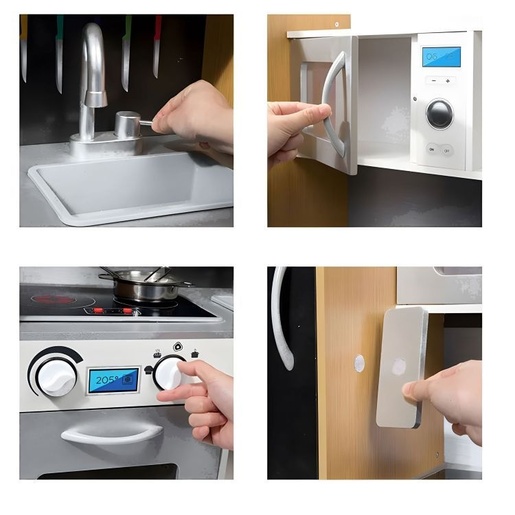 ECO TOYS Dečija kuhinja sa zvukom i LED tablom za pisanje, metalni dodaci, MDF, 3+ godine, ECOTOYS TL053001