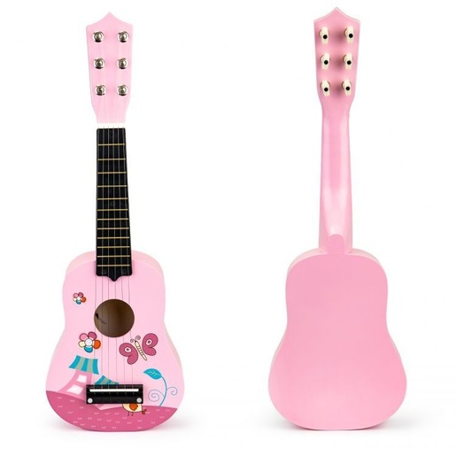 ECO TOYS Drvena gitara za decu sa metalnim žicama pink FO18 P / MF019A