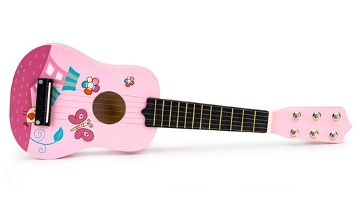 ECO TOYS Drvena gitara za decu sa metalnim žicama pink FO18 P / MF019A