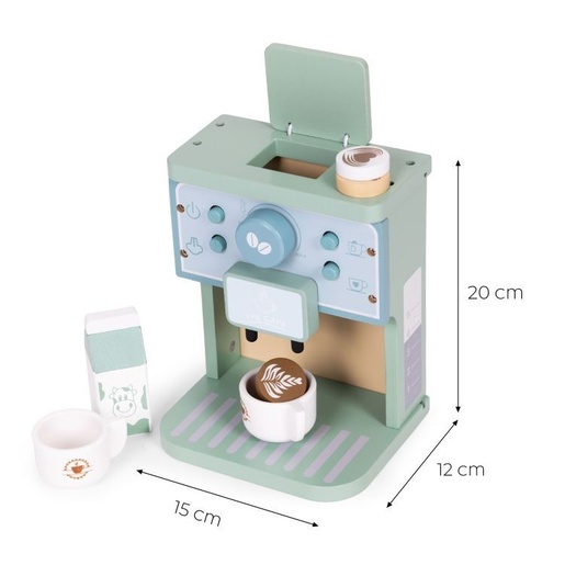 ECO TOYS Drveni aparat za kafu za decu – barista set, 8 delova – ECOTOYS TL645001