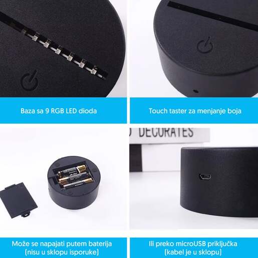 Rgb led baza za akrilne oblike Plz001