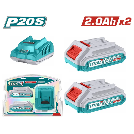 TOTAL Set baterija 20v 2.0ah x2kom, punjač 2.0ah x1kom TFBCPK1222E