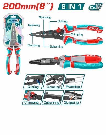 TOTAL Višenamenska kombinovana klešta 6-u-1 THTMF286