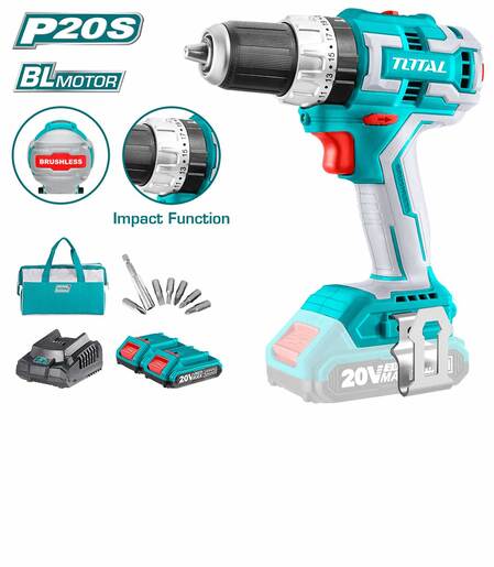 TOTAL Udarna LI-on akumulatorska bušilica TIDLI20608