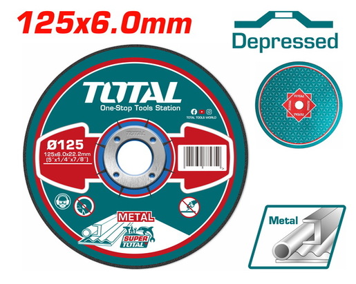 TOTAL Brusna ploča za metal 125x6x22,2mm TAC2231251