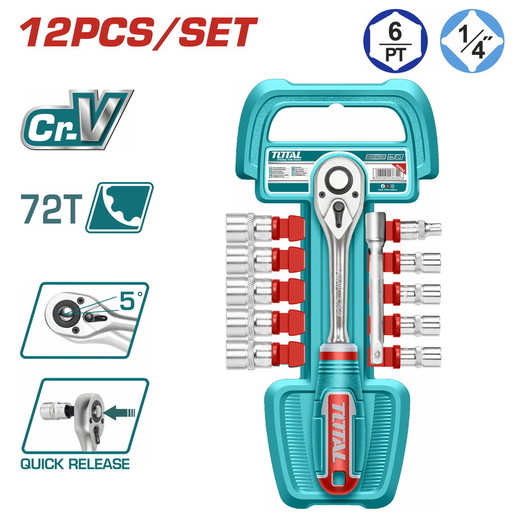 TOTAL 12-delni 1/4" set gedora THT14114126
