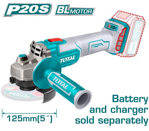 TOTAL Baterijska ugaona brusilica,solo,125 mm,BL TAGLI201258