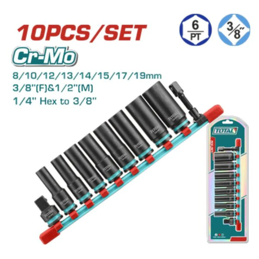 TOTAL Set udarnih nastavaka 10 delova, 3/8" THKISD38106L