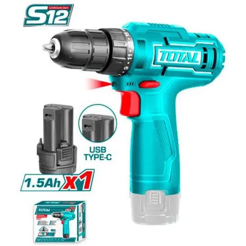 TOTAL Li-ion bežična bušilica,12V,20NM,prihvat,10 mm,USB-C TDLI12428