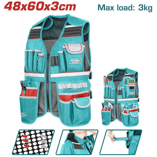 TOTAL Prsluk za alat,48x60x3cm,17 džepova TTVT16025