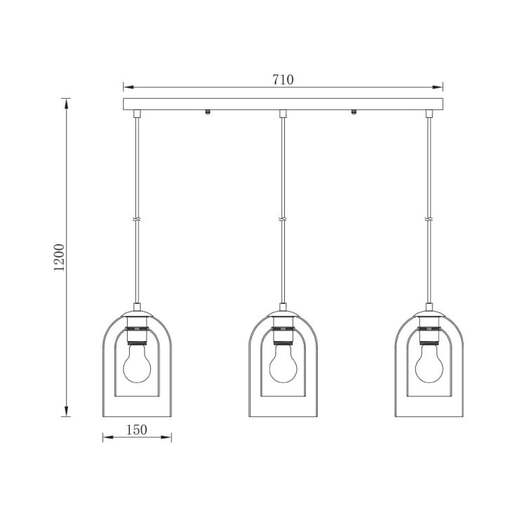 Braytron dim siva visilica 3xe27 Bv01-00042